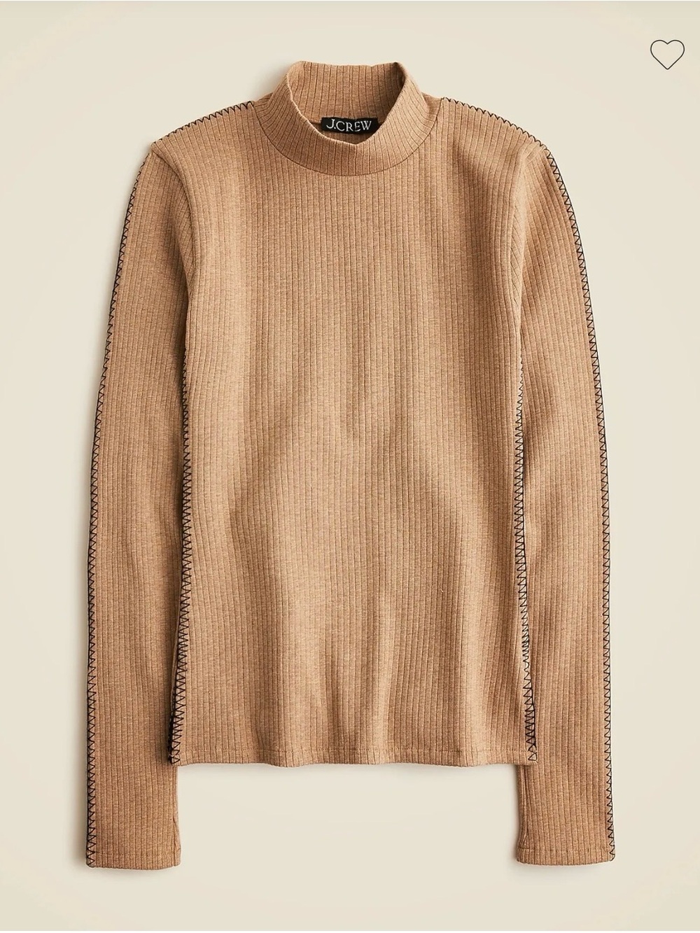 J.Crew | Premium Rib Turtleneck with Whipstitch Trim | Heather Caramel | M